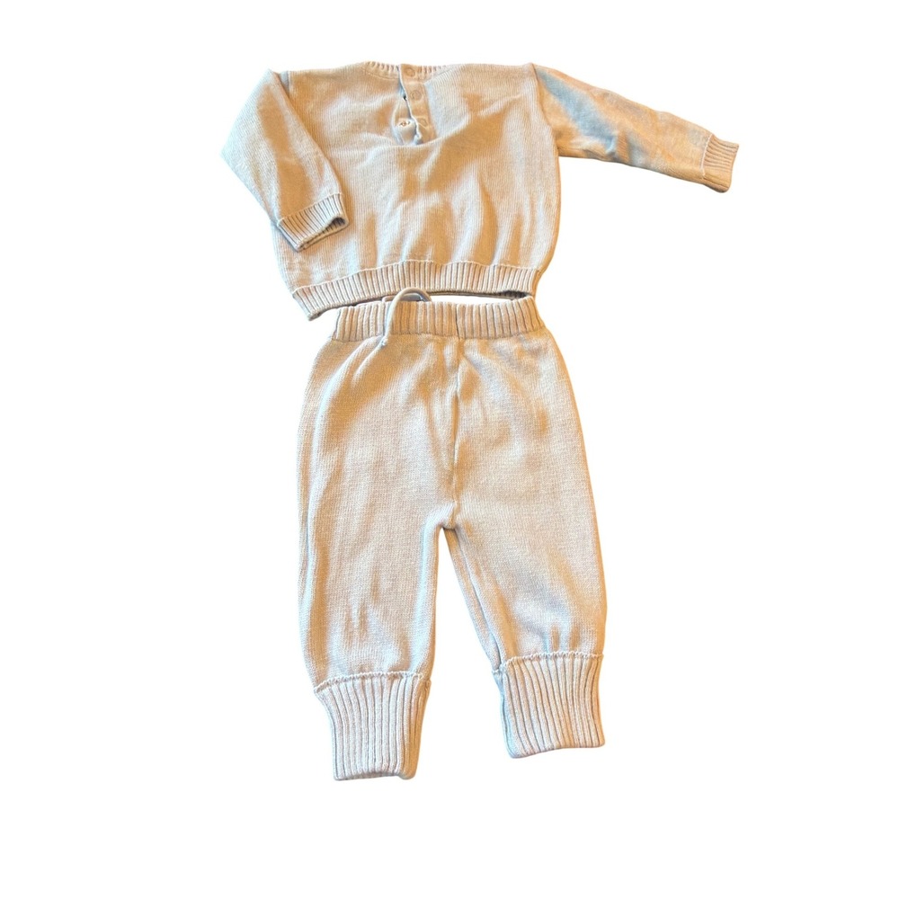 Dolce Goccia Knit Set Blue 2-Piece Sweater and Pants 6 Months 100% Cotton - Picture 5 of 5